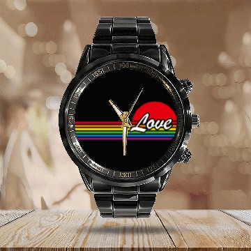 Discover Rainbow Pride Gay Lesbian Love Equality Lgbt Queer Calendar Steel Band Watch