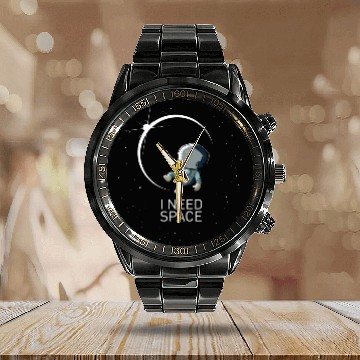 Discover I need space solar systems astronaut Calendar Steel Band Watch