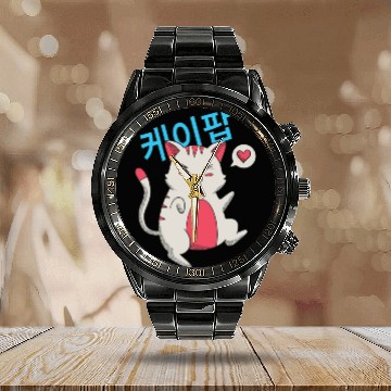 Discover Japanese cat hangover Calendar Steel Band Watch gift idea