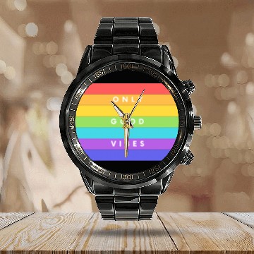 Discover Rainbow Flag LGBT Rights Advocacy and CauseT Calendar Steel Band Watch