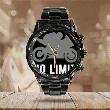 Discover Motorcycle Racing Saying Calendar Steel Band Watch