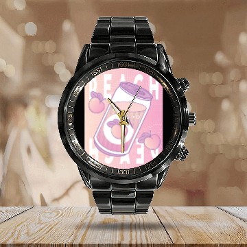 Discover Peach Drink Aesthetic Vaporwave Japan Calendar Steel Band Watch