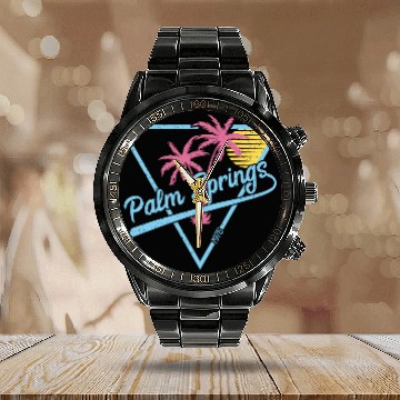 Discover Palm Springs Vintage Retro 1975 Calendar Steel Band Watch