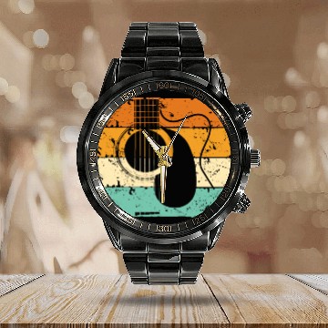 Discover Retro Guitar | Guitarist Guitars Retro Musician Calendar Steel Band Watch
