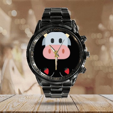 Discover Strawberry cow Calendar Steel Band Watch