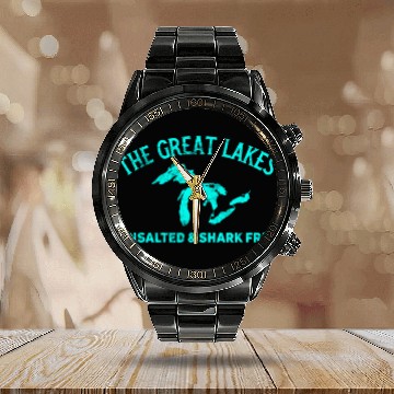 Discover The Great Lakes Unsalted & Shark Free Michigan Gif Calendar Steel Band Watch