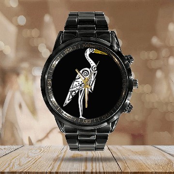 Discover Maori Kotuku White Heron Polynesian T Tattoo Calendar Steel Band Watch