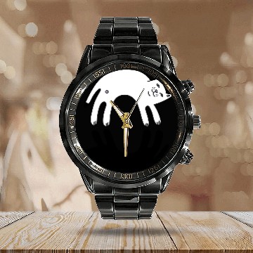 Discover Ying Yang Cat. Cat content Calendar Steel Band Watch