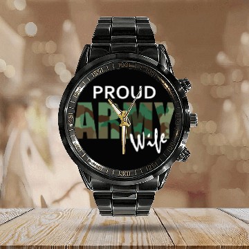 Discover Proud Army Wife - Homecoming Wife Calendar Steel Band Watch