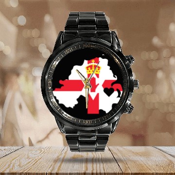 Discover Love Northern Ireland Gift Irish Pride Heart Calendar Steel Band Watch