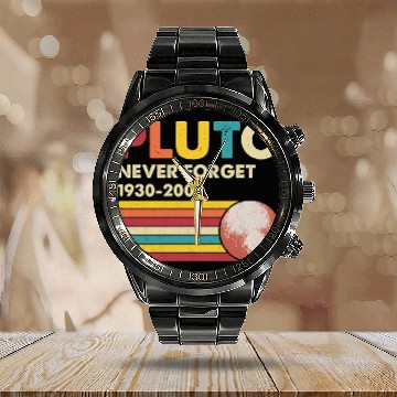 Discover Pluto Never Forget 1930 2006 Calendar Steel Band Watch