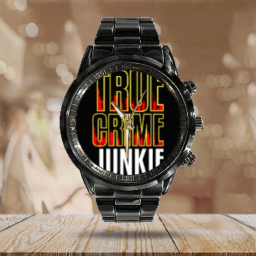 Discover True Crime Junkie Podcast Fan Serial Killer Murder Calendar Steel Band Watch