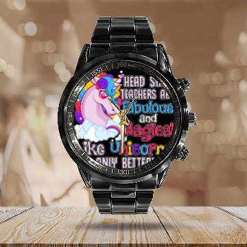 Discover Head Start Teacher Preschool Magical Unicorn Calendar Steel Band Watch