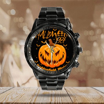 Discover Halloween 1987 Monster Pumpkin Bat Halloween Party Calendar Steel Band Watch