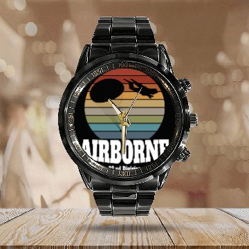 Discover 82nd AIRBORNE Division US Army Calendar Steel Band Watch