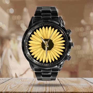 Discover Sunflower =) Calendar Steel Band Watch