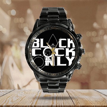 Discover Black Cock Only BBC Cuckold Hotwife Alpha Beta Calendar Steel Band Watch