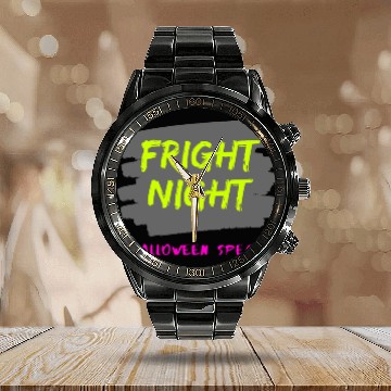 Discover Fright Night Halloween Calendar Steel Band Watch