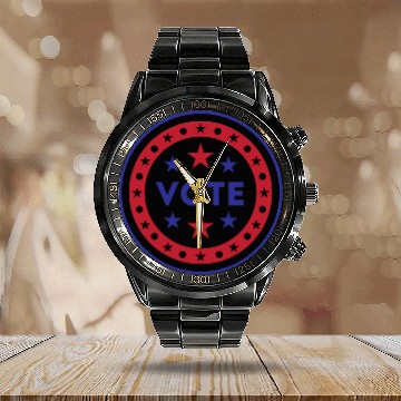 Discover Vote US Election 2020 stars and stripes Calendar Steel Band Watch