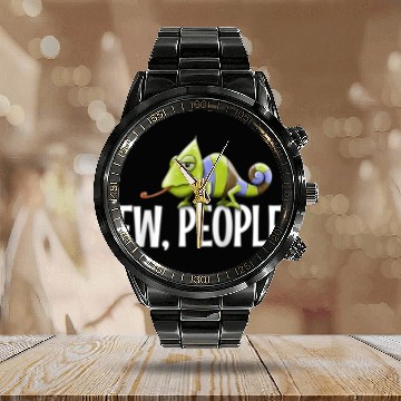 Discover Grumpy Chameleon Lovers Sarcastic Joke Ew People Calendar Steel Band Watch