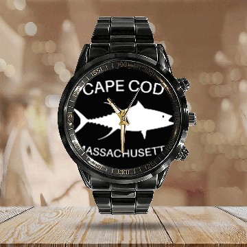 Discover Cape Cod - Massachusetts - USA - Tuna - Fishing Calendar Steel Band Watch