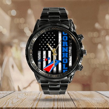 Discover Cornhole Flag US American USA Player Game Bags Calendar Steel Band Watch