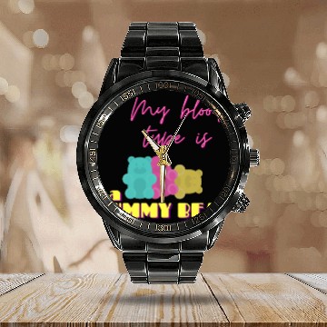Discover My blood type is a gummy bear Calendar Steel Band Watch