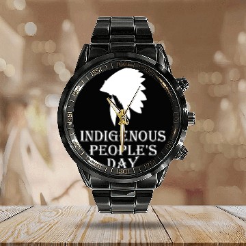 Discover Indigenous People's Day holiday indigenous peoples Calendar Steel Band Watch