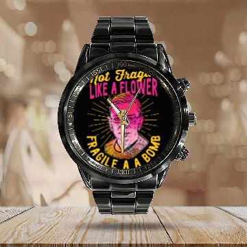 Discover Not Fragile Like A Flower - Ruth Bader Ginsburg Calendar Steel Band Watch