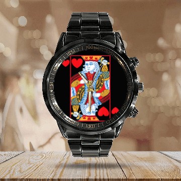 Discover Halloween Playing Card Costume KING OF HEARTS Calendar Steel Band Watch