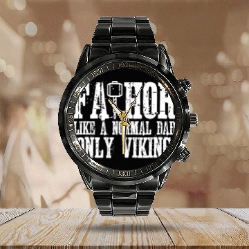 Discover Fa-Thor Funny Vikings Fathers Day Calendar Steel Band Watch