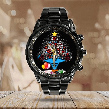 Discover Medical Tools Christmas Tree Funny Nurse Christmas Calendar Steel Band Watch