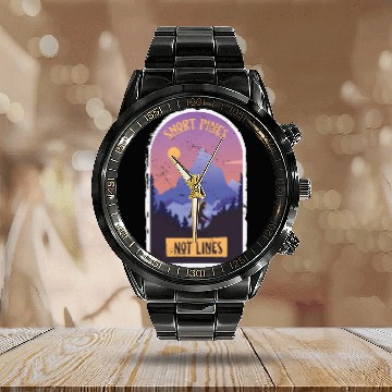 Discover hiking, mountaineering, climbing, mountain, picnic Calendar Steel Band Watch