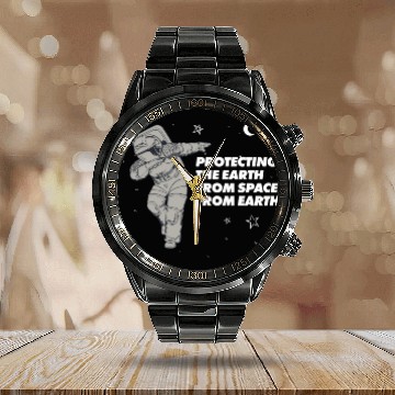 Discover Space Force Protecting The Earth From Space Calendar Steel Band Watch