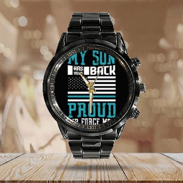 Discover My Son Has Your Back Proud Air Force Mom Heroine Calendar Steel Band Watch