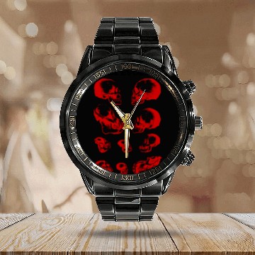 Discover Viva La Evolution - Human and Ape & Monkey Skulls Calendar Steel Band Watch