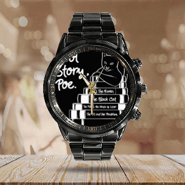 Discover Cool Story Poe Black Cat Edgar Allan Poe Calendar Steel Band Watch
