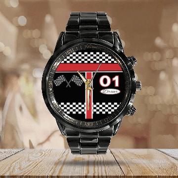 Discover Race Car Driver Costume Calendar Steel Band Watch For Halloween Gift T