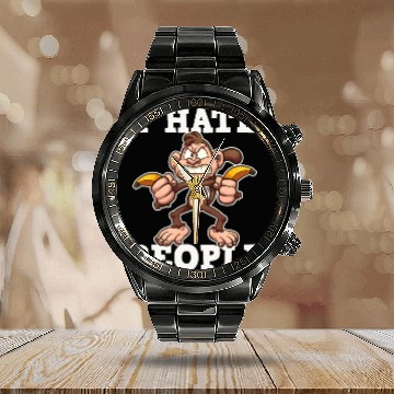 Discover I Hate People Monkey Calendar Steel Band Watch