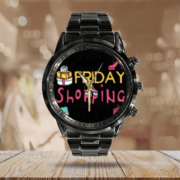 Discover Holiday Shopping Black Friday Shopping Crew Funny Calendar Steel Band Watch