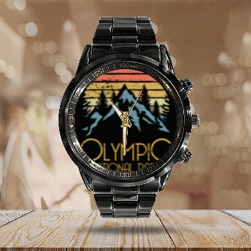 Discover Retro Olympic National Park Washington Mountains S Calendar Steel Band Watch