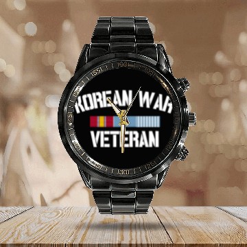 Discover Korean War Veteran Pride Korea Service Ribbon Calendar Steel Band Watch