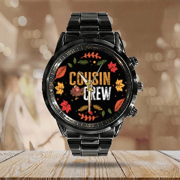 Discover Cousin Crew Funny Turkey Matching Family Calendar Steel Band Watch