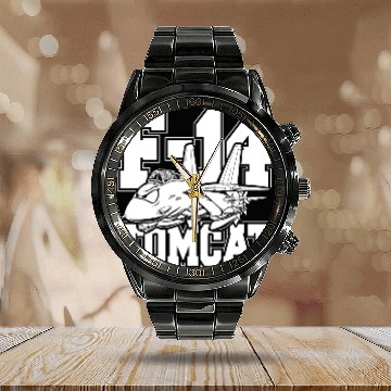 Discover F-14 Tomcat Classic Fighter Jet Aircraft Cartoon Calendar Steel Band Watch