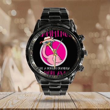 Discover Grandma Flamingo Mother's Day Calendar Steel Band Watch