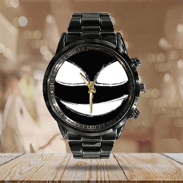 Discover Grinning creepy ghost face Calendar Steel Band Watch