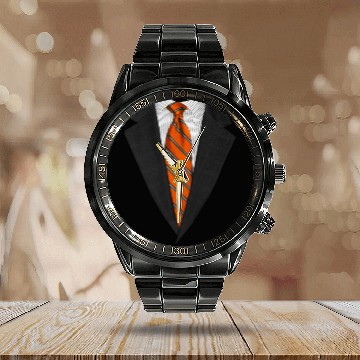 Discover Orange Suit Up! Realistic Suit & Tie Casual Graphi Calendar Steel Band Watch