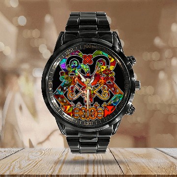 Discover Adinkra Kwanzaa Print Calendar Steel Band Watch