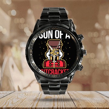 Discover Son Of A Nutcracker Funny Christmas Calendar Steel Band Watch