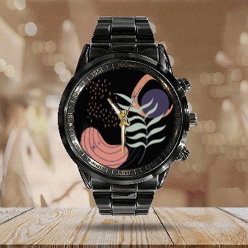 Discover Abstract shapes digital design 12 Calendar Steel Band Watch